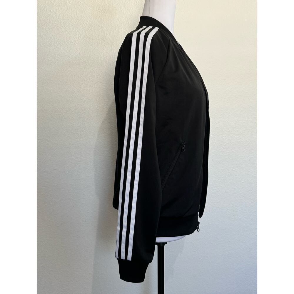 Adidas Track Jacket 3-Stripes Zip‎ Up Black White Size S - Picture 2 of 8